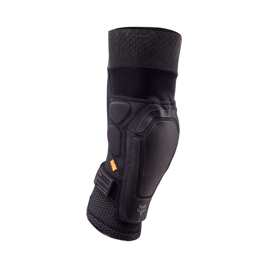Front view of FOX Launch Pro Knee Guard in Black showcasing D3O® protection panel.